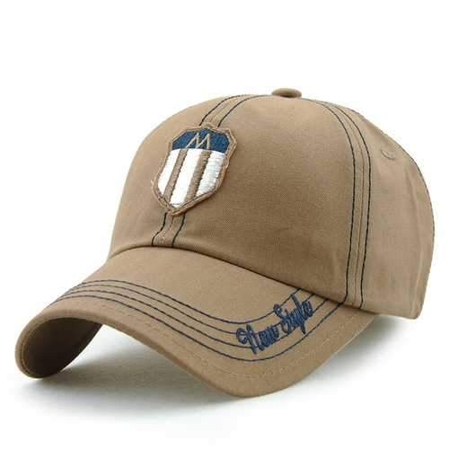 Unisex Cotton Washed Shield Embroidery Baseball Cap Adjustable Golf Snapback Hat For Men Women
