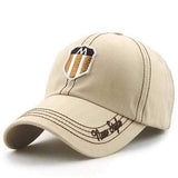 Unisex Cotton Washed Shield Embroidery Baseball Cap Adjustable Golf Snapback Hat For Men Women