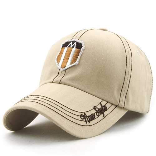 Unisex Cotton Washed Shield Embroidery Baseball Cap Adjustable Golf Snapback Hat For Men Women