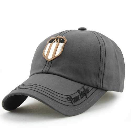 Unisex Cotton Washed Shield Embroidery Baseball Cap Adjustable Golf Snapback Hat For Men Women