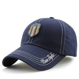 Unisex Cotton Washed Shield Embroidery Baseball Cap Adjustable Golf Snapback Hat For Men Women