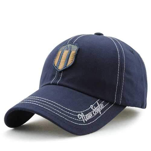 Unisex Cotton Washed Shield Embroidery Baseball Cap Adjustable Golf Snapback Hat For Men Women