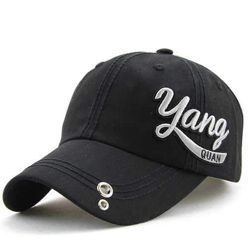 Unisex Cotton Embroidery Punching Hole Washed Baseball Cap Adjustable Snapback Hat For Men Women