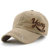 Unisex Cotton Embroidery Punching Hole Washed Baseball Cap Adjustable Snapback Hat For Men Women