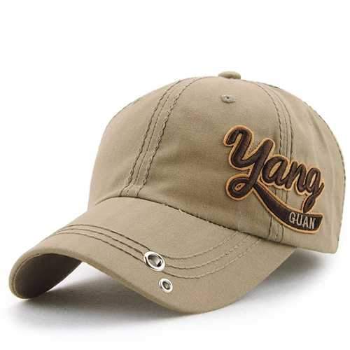 Unisex Cotton Embroidery Punching Hole Washed Baseball Cap Adjustable Snapback Hat For Men Women