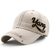 Unisex Cotton Embroidery Punching Hole Washed Baseball Cap Adjustable Snapback Hat For Men Women