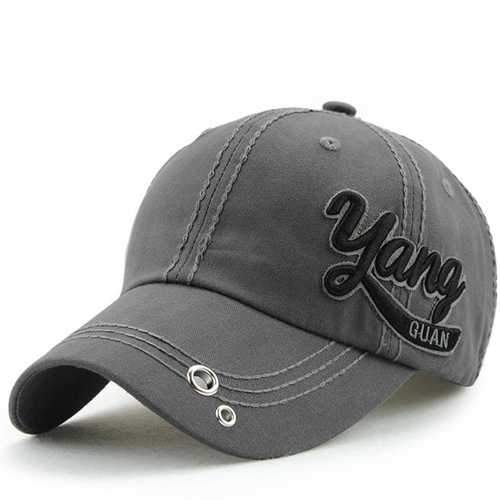 Unisex Cotton Embroidery Punching Hole Washed Baseball Cap Adjustable Snapback Hat For Men Women