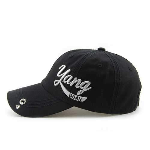 Unisex Cotton Embroidery Punching Hole Washed Baseball Cap Adjustable Snapback Hat For Men Women