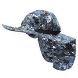 Unisex Nylon Camo Mesh Fishing Hunting Wide Brim Boonie Hat Neck Cover Outdoor Sun Flap Bush Cap