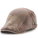 Unisex Cotton Washed Embroidery Beret Hat Duckbill Golf Buckle Visor Cabbie Cap