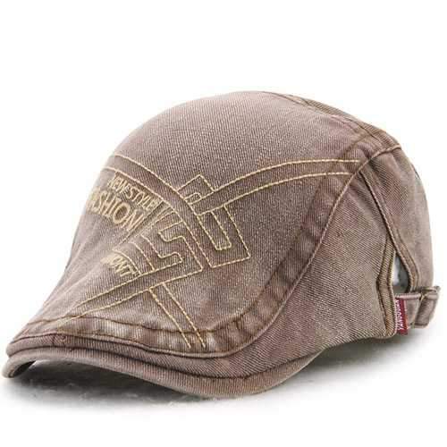 Unisex Cotton Washed Embroidery Beret Hat Duckbill Golf Buckle Visor Cabbie Cap