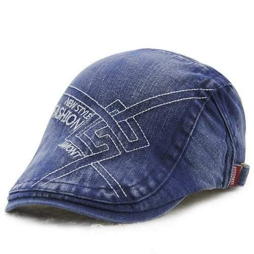 Unisex Cotton Washed Embroidery Beret Hat Duckbill Golf Buckle Visor Cabbie Cap