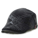 Unisex Cotton Washed Embroidery Beret Hat Duckbill Golf Buckle Visor Cabbie Cap