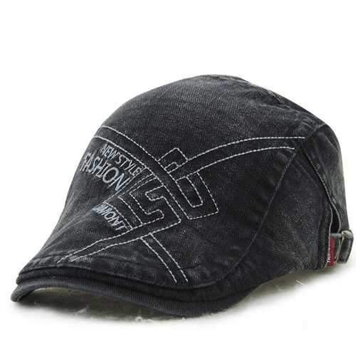 Unisex Cotton Washed Embroidery Beret Hat Duckbill Golf Buckle Visor Cabbie Cap