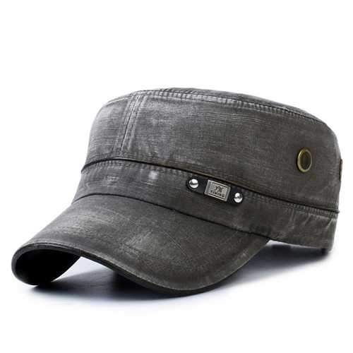 Unisex Cotton Washed Jeans Flat Hat  Vintage Military Style Army Flat Baseball Cap Adjustable