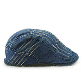 Mens Cotton Washed Embroidery Beret Hat Buckle Adjustable Paper Boy Newsboy Cabbie Cap