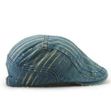 Mens Cotton Washed Embroidery Beret Hat Buckle Adjustable Paper Boy Newsboy Cabbie Cap