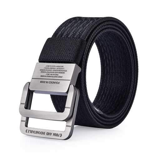 120CM Men Nylon Double Ring Alloy Buckle Belt