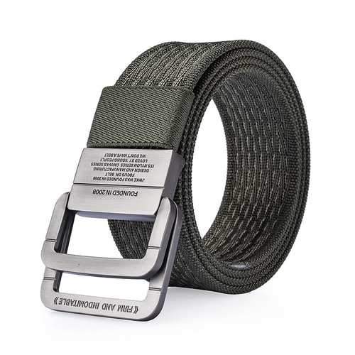120CM Men Nylon Double Ring Alloy Buckle Belt