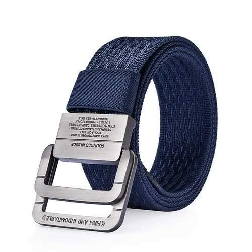 120CM Men Nylon Double Ring Alloy Buckle Belt