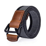 120CM Weaven Nylon Double Ring Leather Alloy Buckle Belt Military Tactical Durable Pants Strip