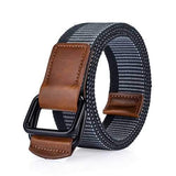120CM Weaven Nylon Double Ring Leather Alloy Buckle Belt Military Tactical Durable Pants Strip