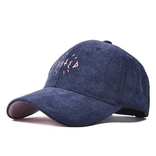 Women Letter Corduroy Embroidery Baseball Cap Men Adjustable Outdooors Sports Hip-hop Hat