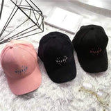 Women Letter Corduroy Embroidery Baseball Cap Men Adjustable Outdooors Sports Hip-hop Hat
