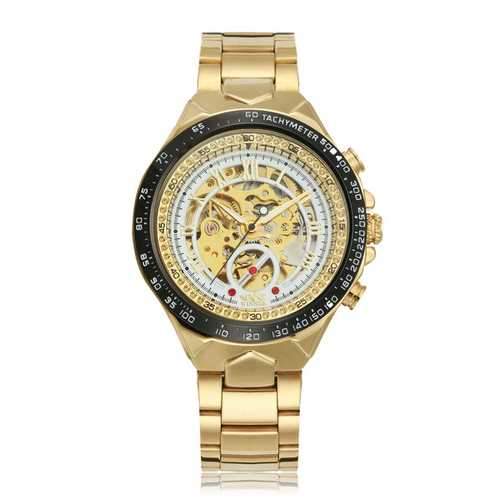 WINNER Fashion Shining Roman Numerals Mechanical Watch Luxury Golden Men Automatic Watch
