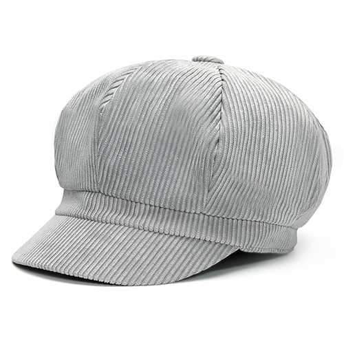Men Women Vintage Corduroy Octagonal Cap Thick Warm Painter Hat