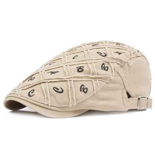 Men Cotton Grid Washed Beret Hat Buckle Adjustable Paper Boy Cabbie Golf Gentleman Caps