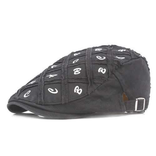 Men Cotton Grid Washed Beret Hat Buckle Adjustable Paper Boy Cabbie Golf Gentleman Caps