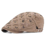 Men Cotton Grid Washed Beret Hat Buckle Adjustable Paper Boy Cabbie Golf Gentleman Caps