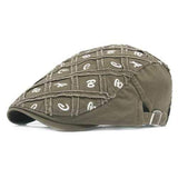 Men Cotton Grid Washed Beret Hat Buckle Adjustable Paper Boy Cabbie Golf Gentleman Caps