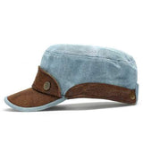 Mens Women Retro Cotton Plain Flat Vintage Cadet Solid Washed Cap Training Baseball Hats