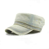 Men Women Vintage Cadet Solid Cotton Embroidery Plain Flat Peaked Caps Military Hat