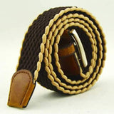 Mens Women Stretch Braided Elastic Belt Casual Pin Leather Buckle Strap Waistband