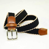 Mens Women Stretch Braided Elastic Belt Casual Pin Leather Buckle Strap Waistband