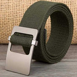140CM Unisex Men Women Military Solid Belt Adjustable Buckle Weave Canvas Waistband Pants Strip