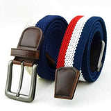 Mens Women Unisex Elastic Stretch Pin Buckle Belt Casual Weaving Jeans Waistband Strip