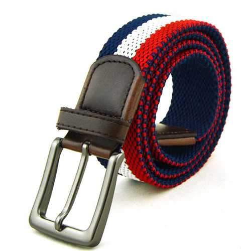 Mens Women Unisex Elastic Stretch Pin Buckle Belt Casual Weaving Jeans Waistband Strip