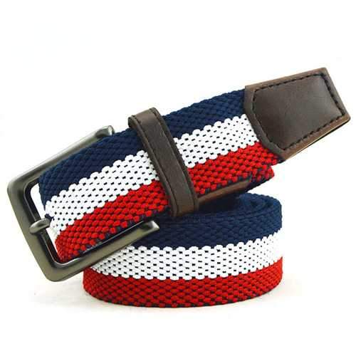 Mens Women Unisex Elastic Stretch Pin Buckle Belt Casual Weaving Jeans Waistband Strip