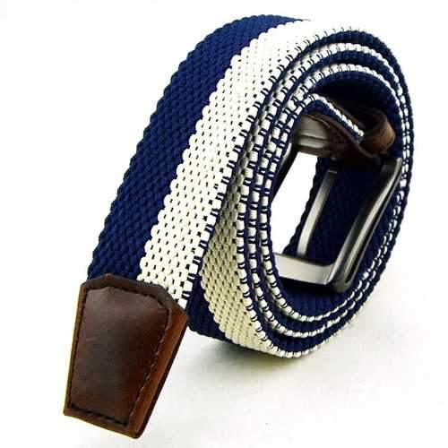 Mens Women Unisex Elastic Stretch Pin Buckle Belt Casual Weaving Jeans Waistband Strip