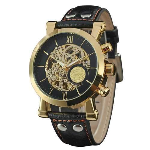 WINNER F081203 Automatic Mechanical Watch Luxury Leather Strap Men Wrist Watch