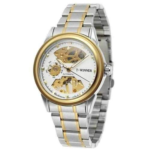 WINNER 378 Self-winding Mechanical Watch Classic Stainless Steel Strap Men Wrist Watch
