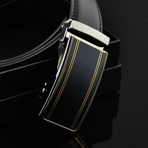 Mens Fashion Genuine Leather Belts Business Metal Automatic Buckle Strap Jeans Waistband