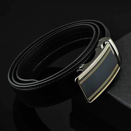 Mens Fashion Genuine Leather Belts Business Metal Automatic Buckle Strap Jeans Waistband