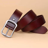 125CM Men Casual Genuine Leather Belt Waistband Needle Buckle Jeans Belt
