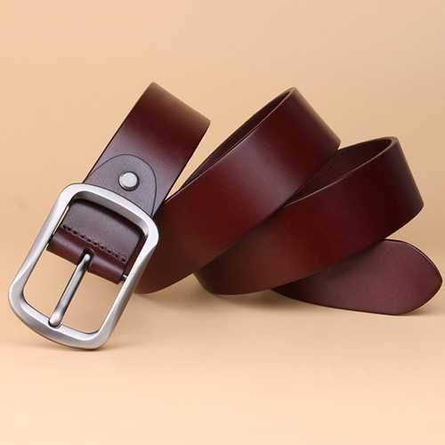 125CM Men Casual Genuine Leather Belt Waistband Needle Buckle Jeans Belt
