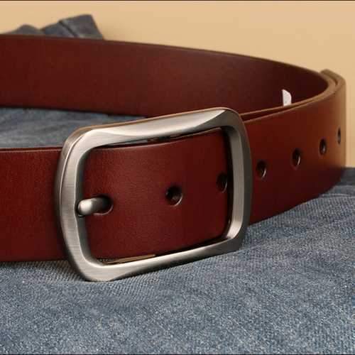 125CM Men Casual Genuine Leather Belt Waistband Needle Buckle Jeans Belt